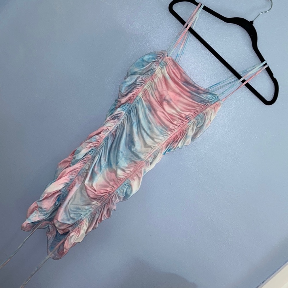 Large Haute monde cotton candy bodycon tie dress sexy mini